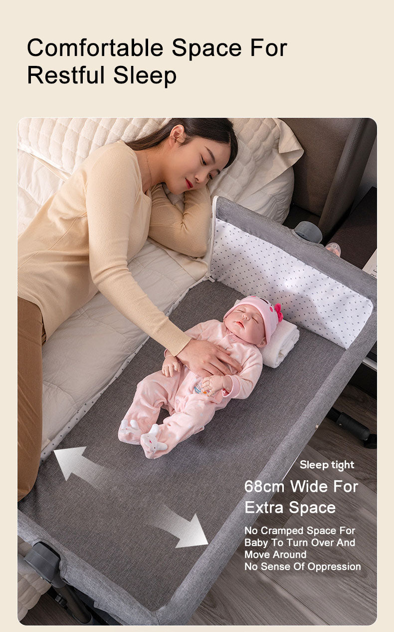 Baby Newborn Bed Splicing Large Rocking Cradle Bed Multifunctional Movable Foldable