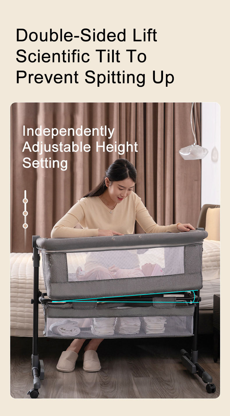 Baby Newborn Bed Splicing Large Rocking Cradle Bed Multifunctional Movable Foldable