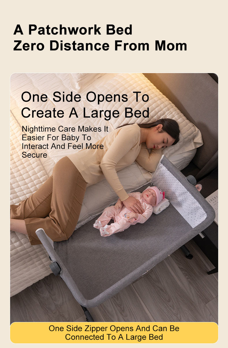 Baby Newborn Bed Splicing Large Rocking Cradle Bed Multifunctional Movable Foldable