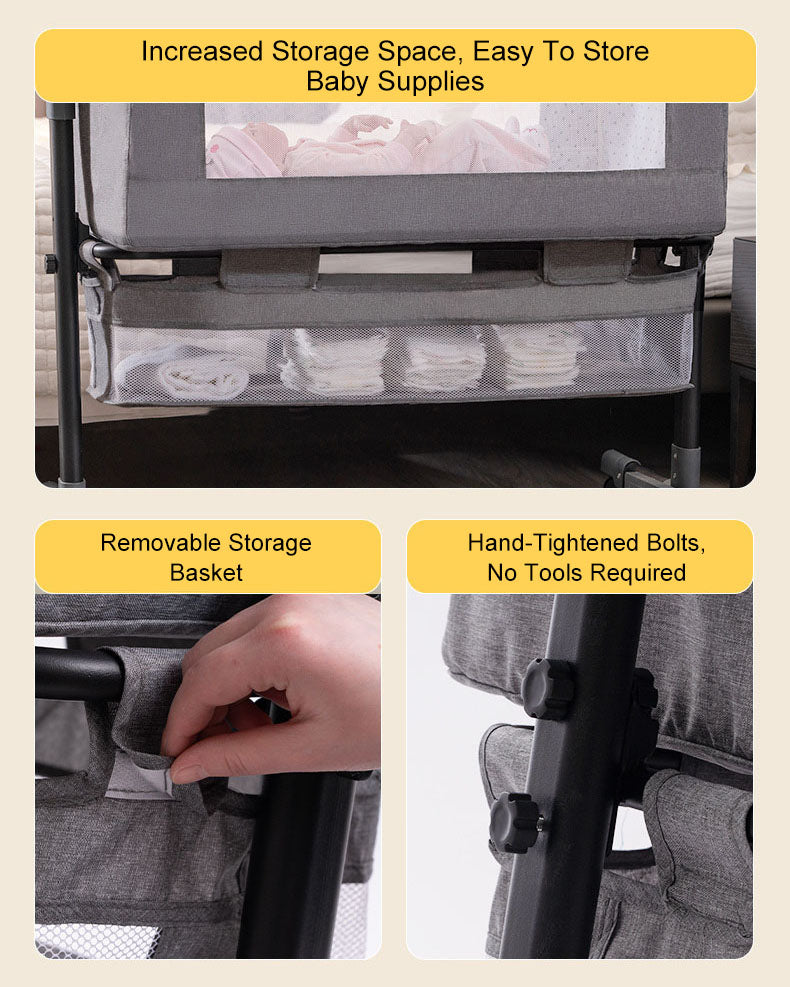 Baby Newborn Bed Splicing Large Rocking Cradle Bed Multifunctional Movable Foldable