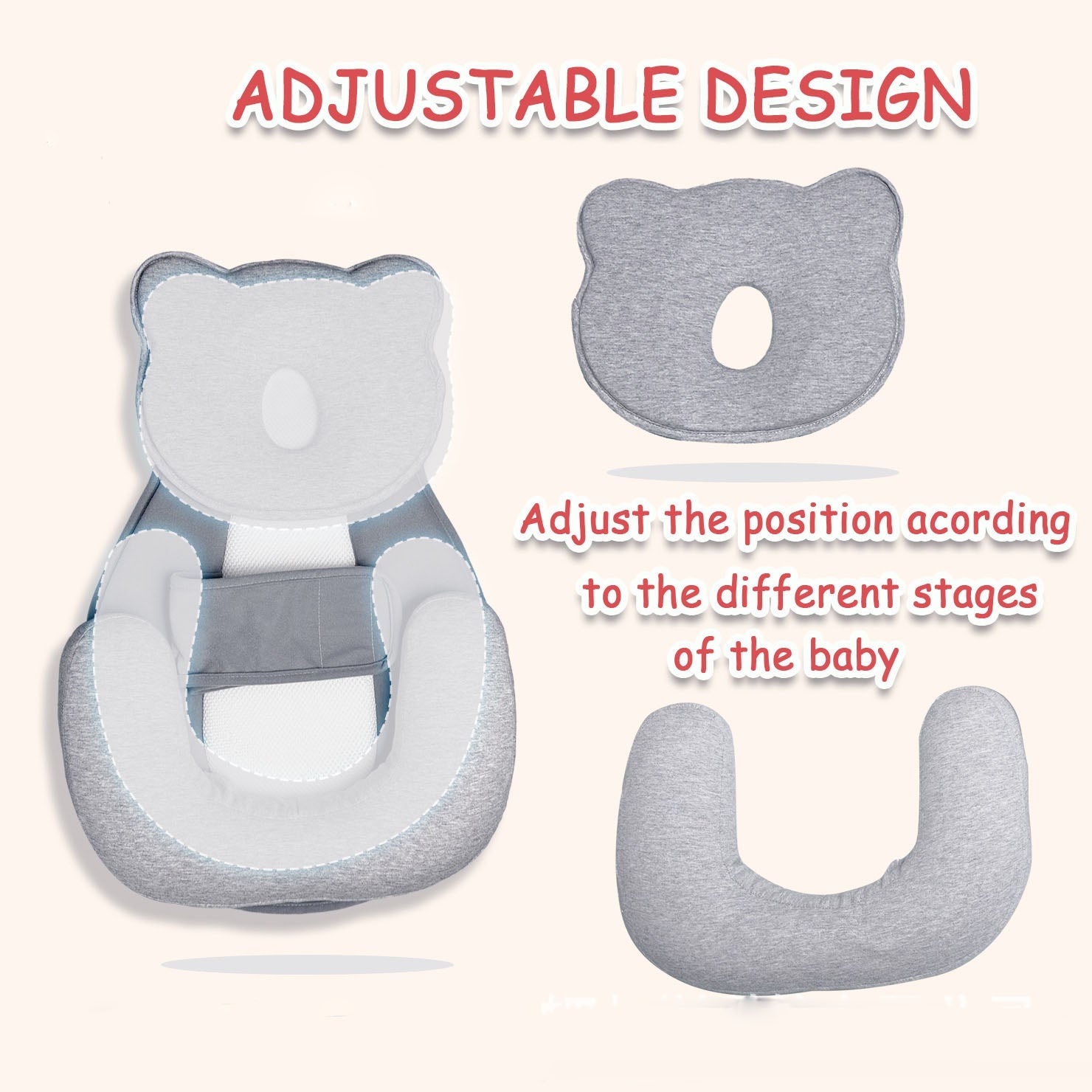 Baby Anti-Spill Reflux Breast Feeding Slope Nursing Pillow Lounger Prevents Flat Head