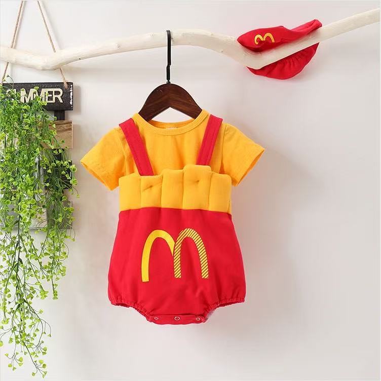 McDonald's-style baby romper onesie set with Hat sock