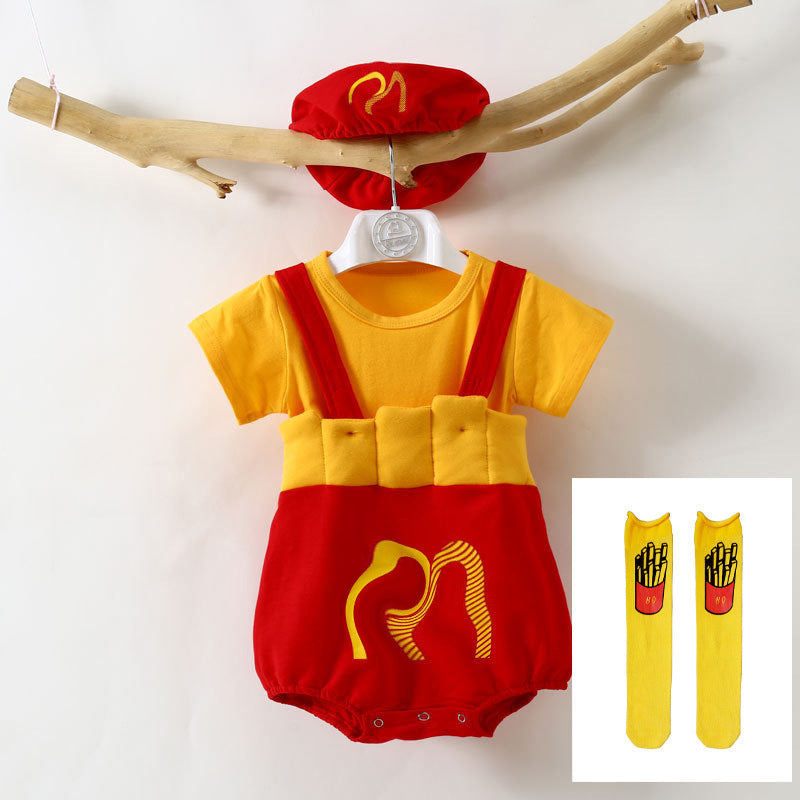 McDonald's-style baby romper onesie set with Hat sock