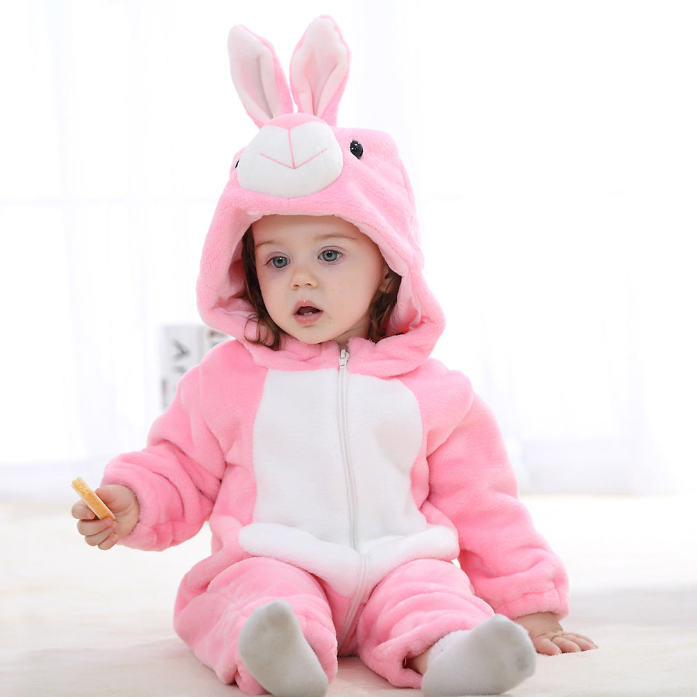 Baby and toddler bodysuit onesies flannel animal shape romper