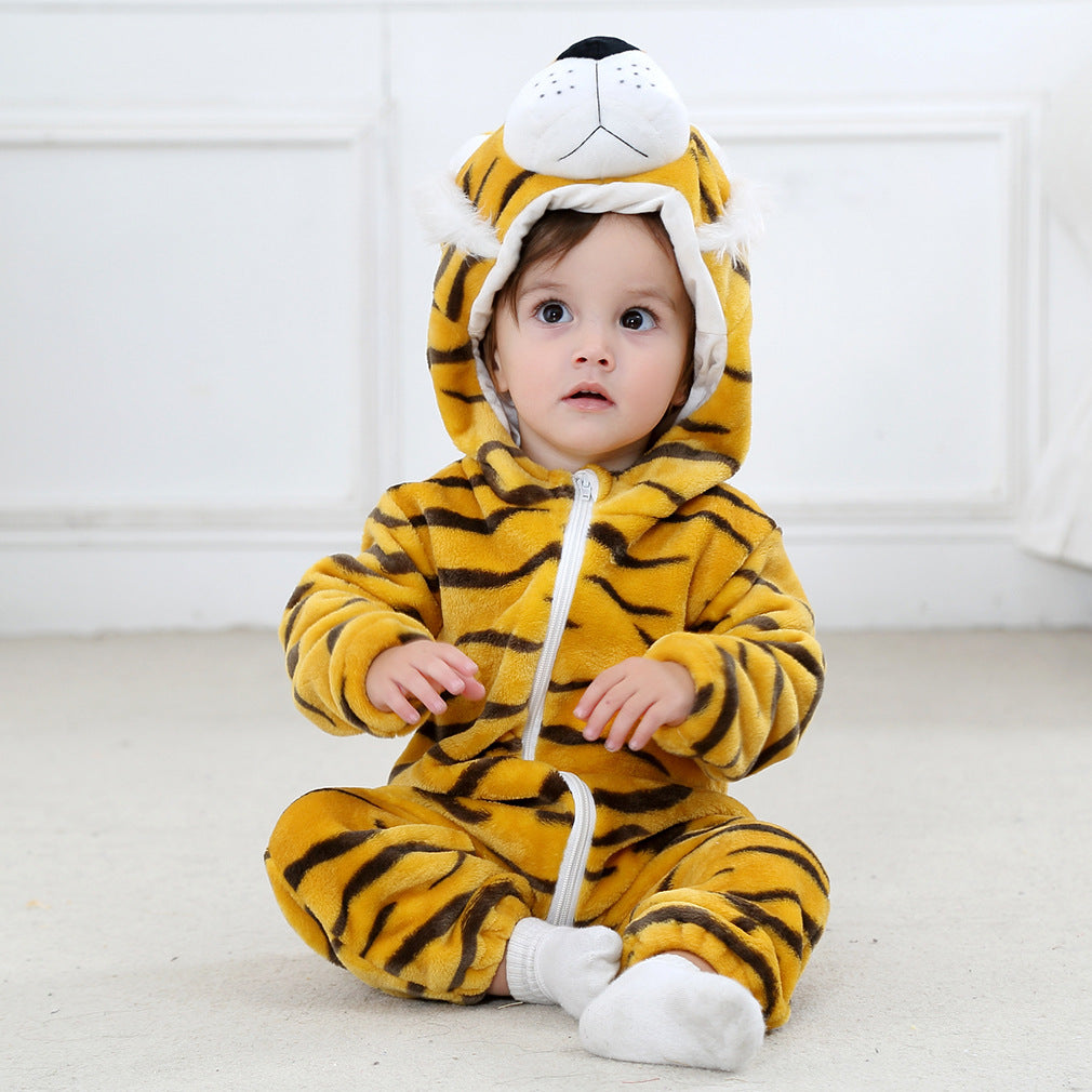 Baby and toddler bodysuit onesies flannel animal shape romper