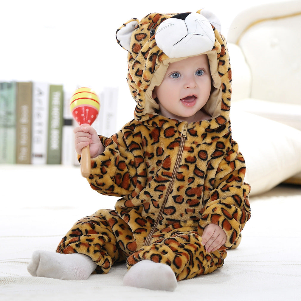 Baby and toddler bodysuit onesies flannel animal shape romper