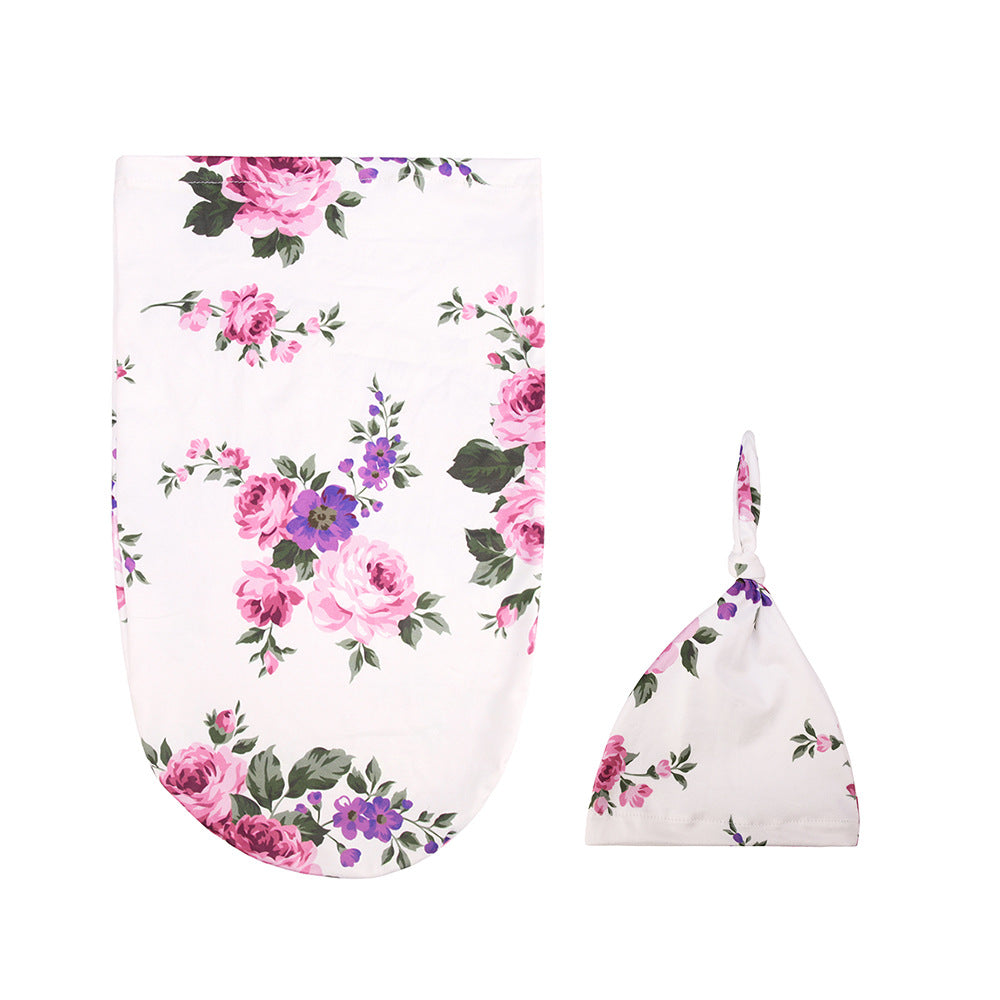 Floral Print Swaddle and Hat Set for Newborn Baby Photographers