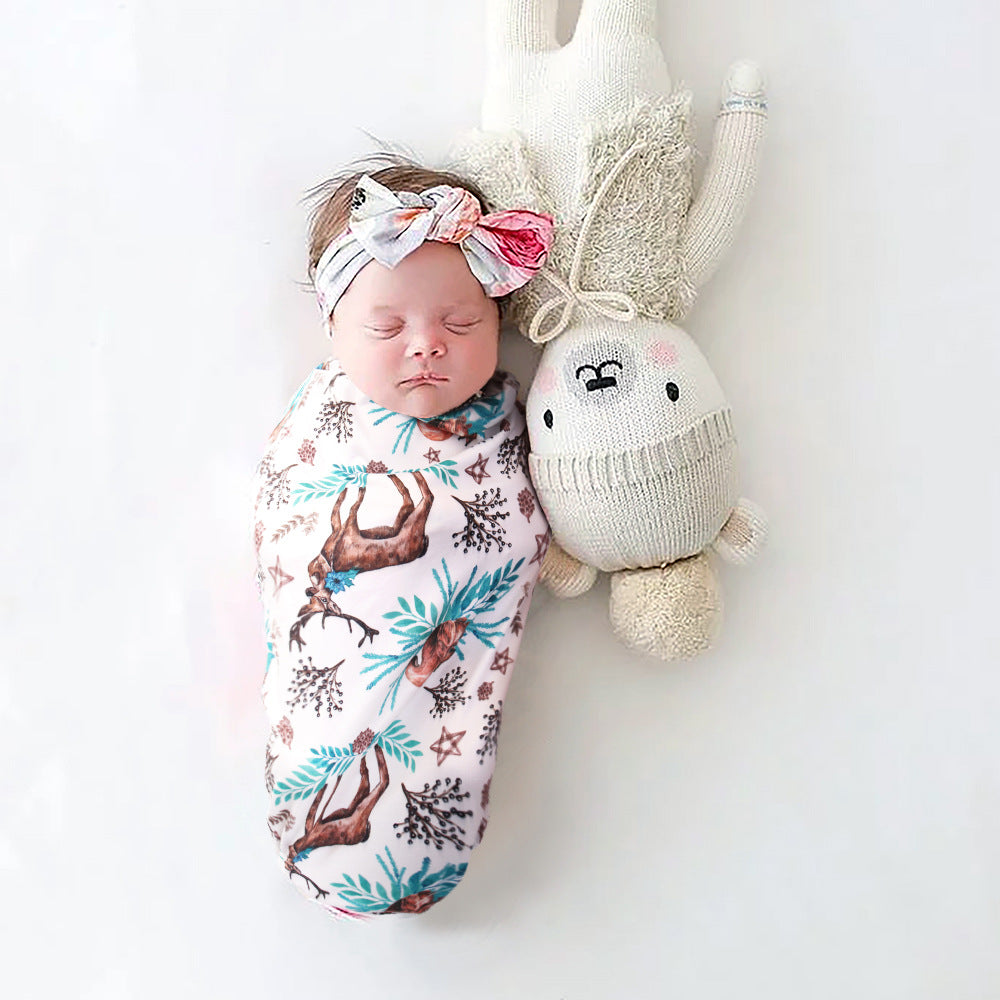 Floral Print Swaddle and Hat Set for Newborn Baby Photographers