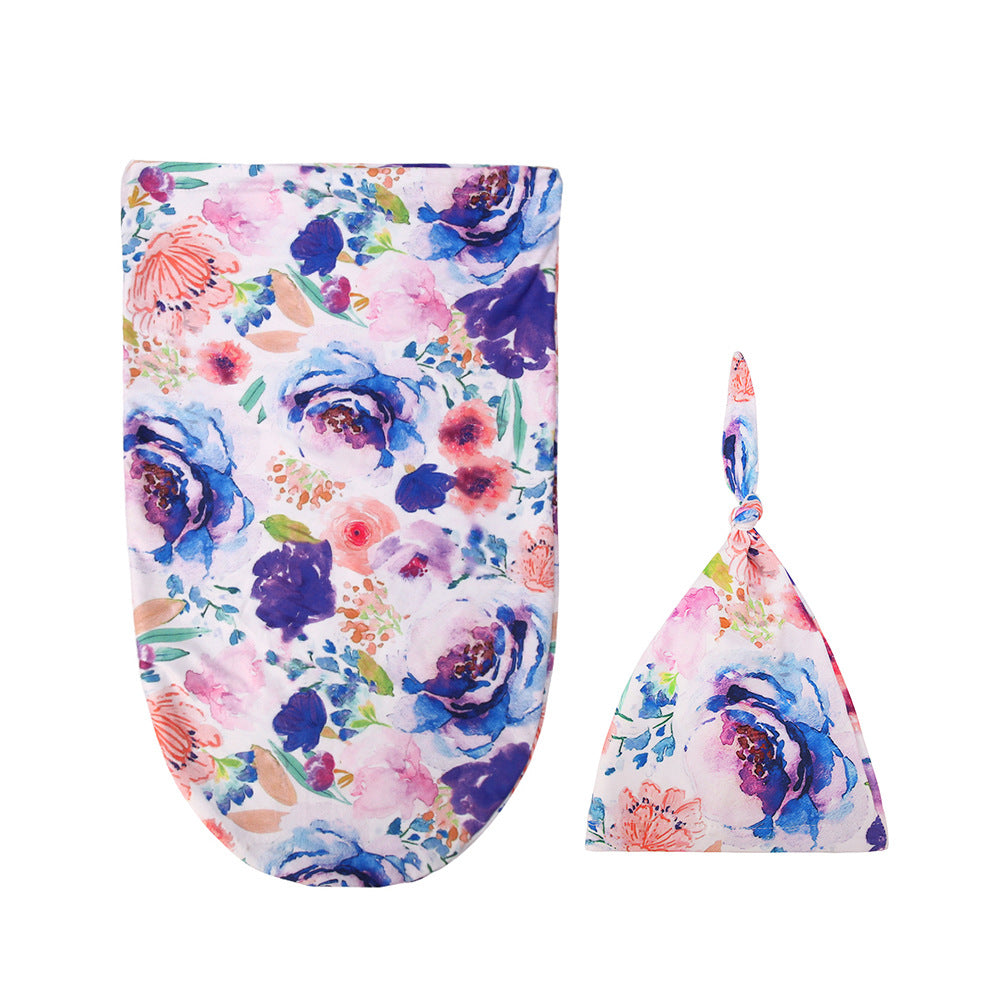 Floral Print Swaddle and Hat Set for Newborn Baby Photographers