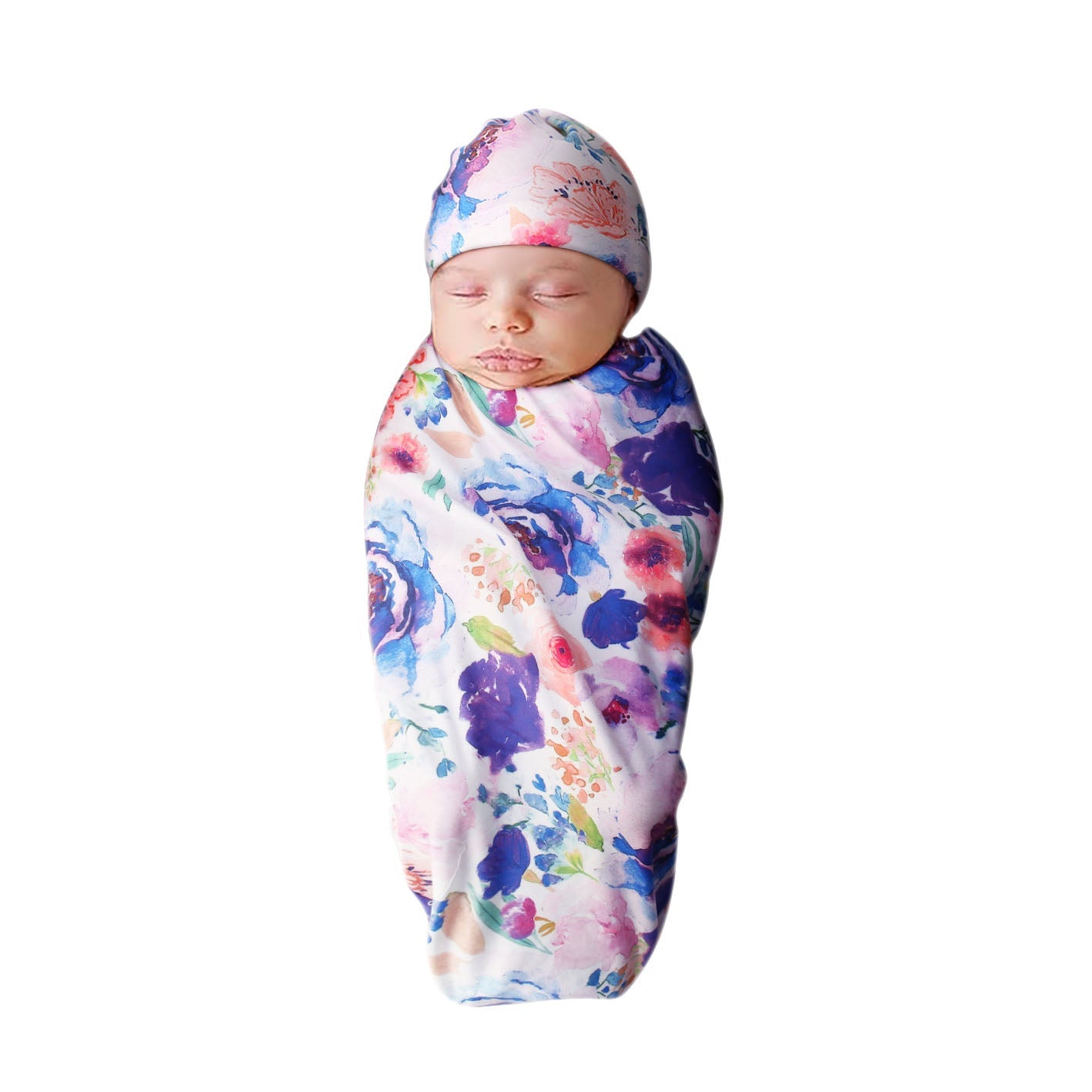 Floral Print Swaddle and Hat Set for Newborn Baby Photographers