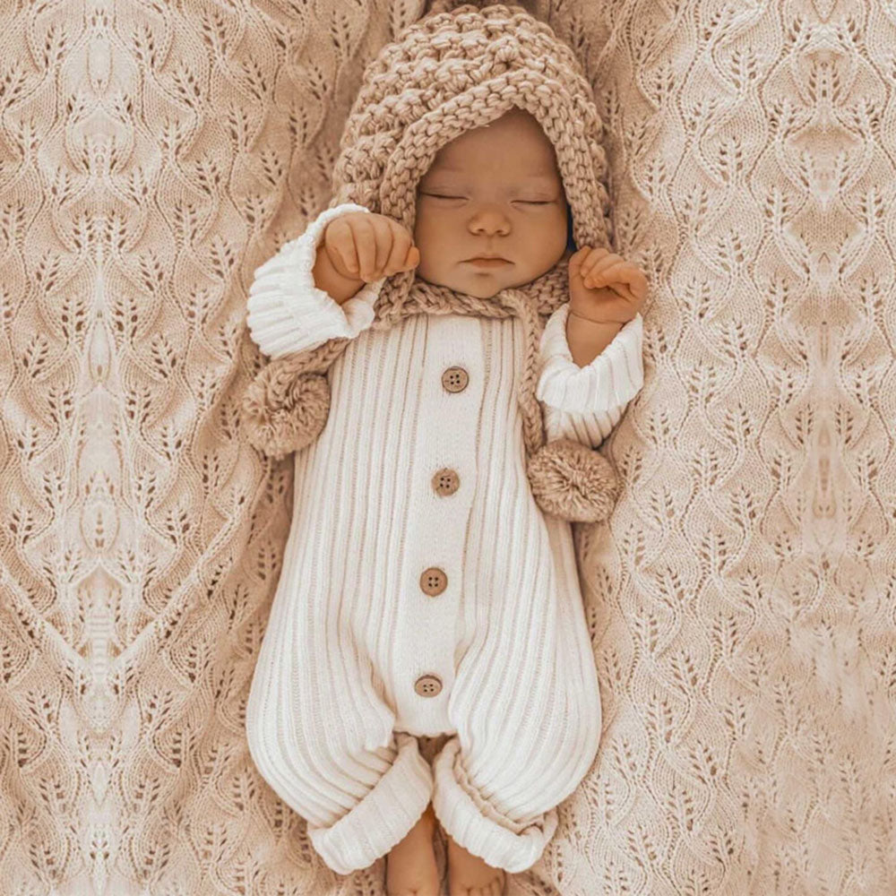 Newborn Baby Knit Sweater Romper Coverall Outfits One-Piece Jumpsuit for Infant Baby