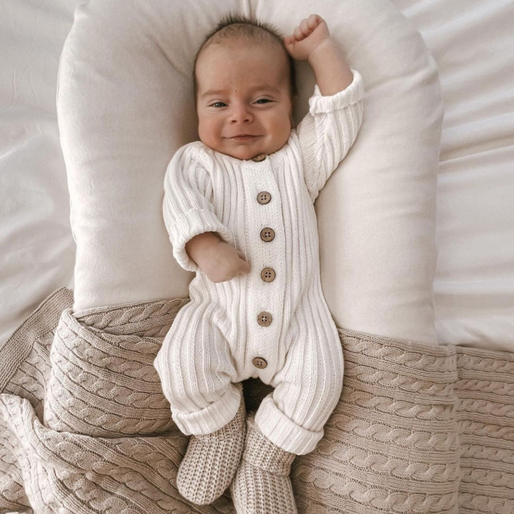 Newborn Baby Knit Sweater Romper Coverall Outfits One-Piece Jumpsuit for Infant Baby