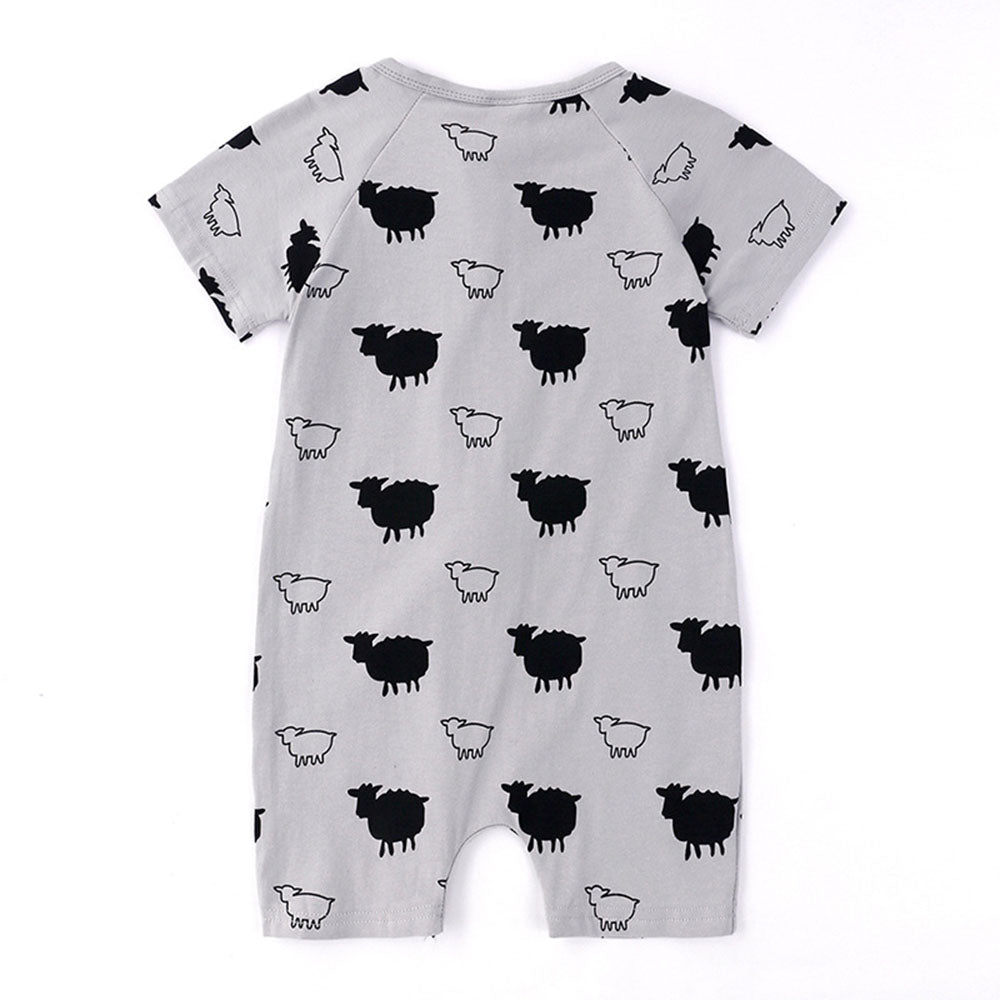 Summer baby romper cotton short-sleeved newborn double zipper