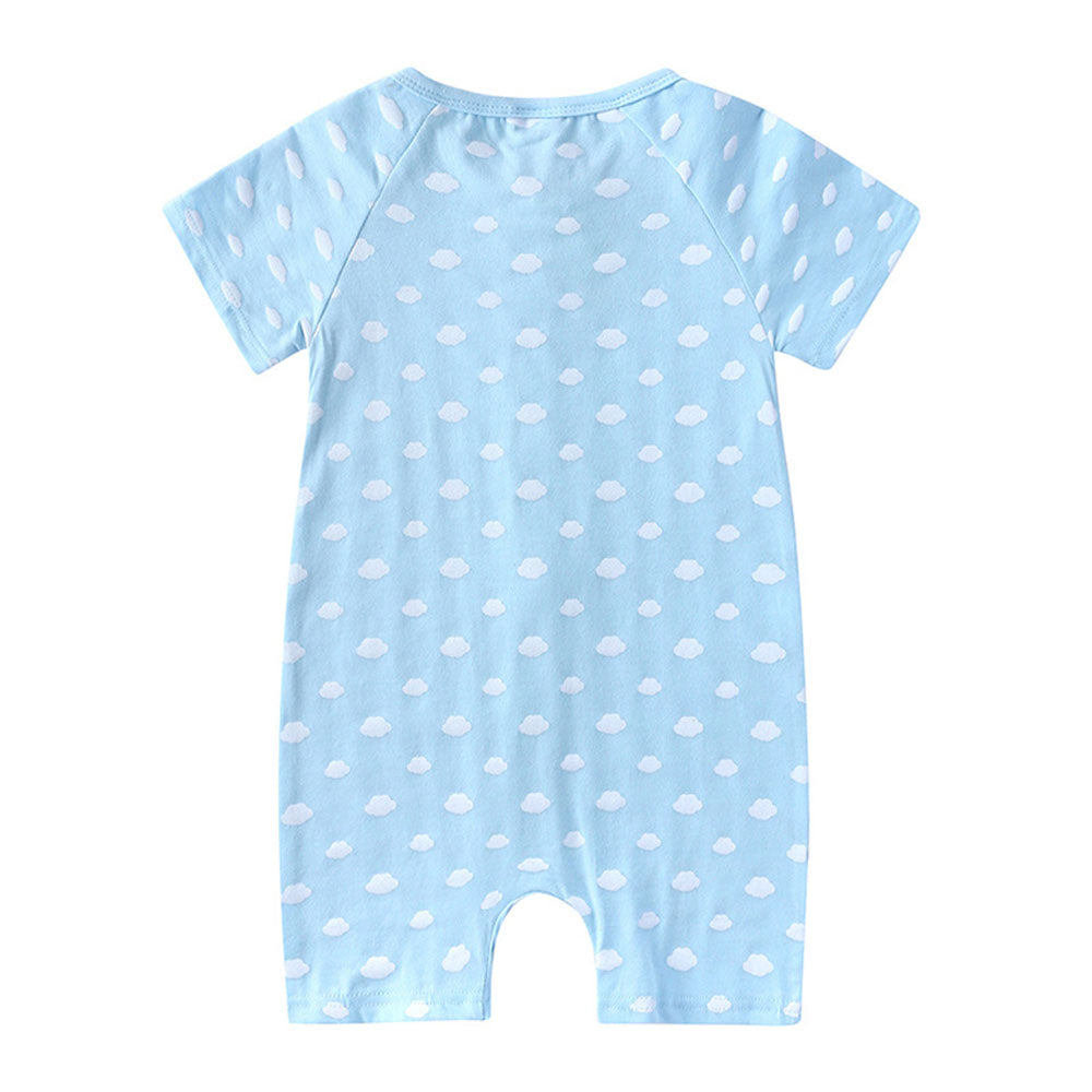 Summer baby romper cotton short-sleeved newborn double zipper