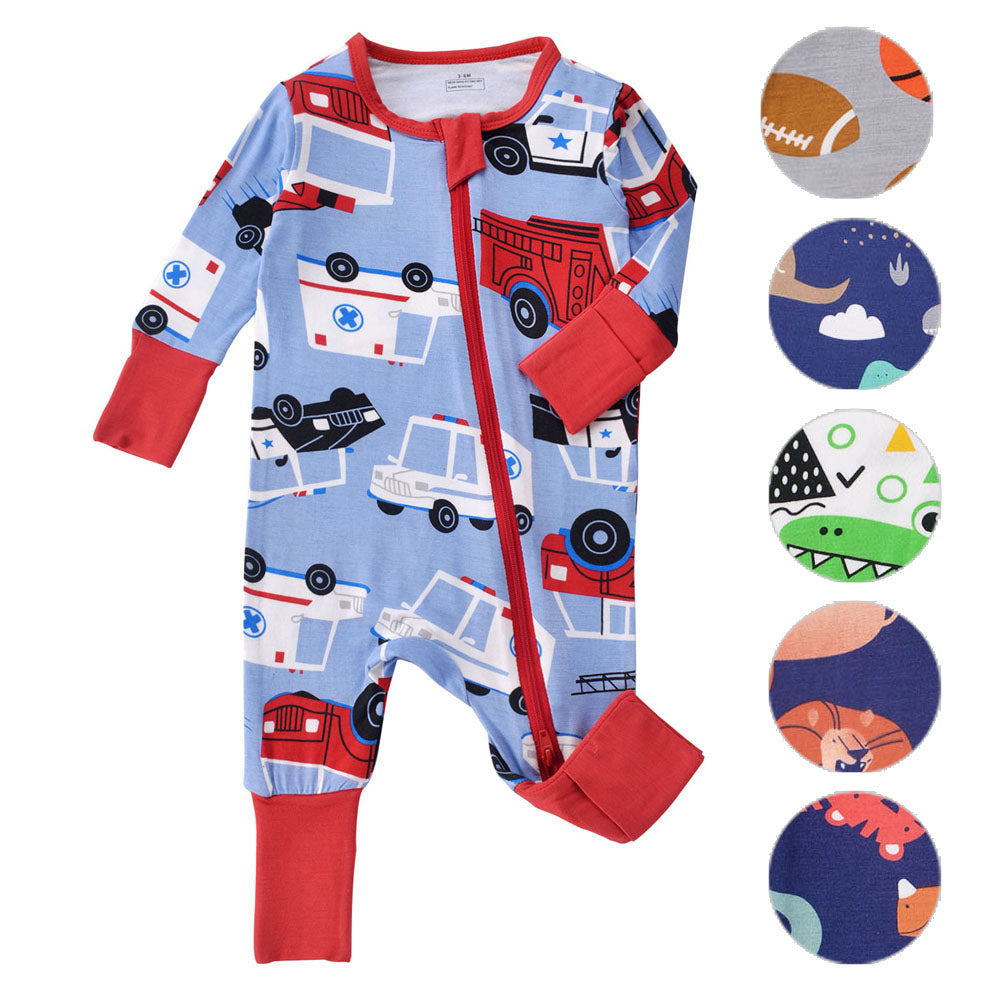Bamboo fiber baby long-sleeved Zipper onesie Romper Fit All Season