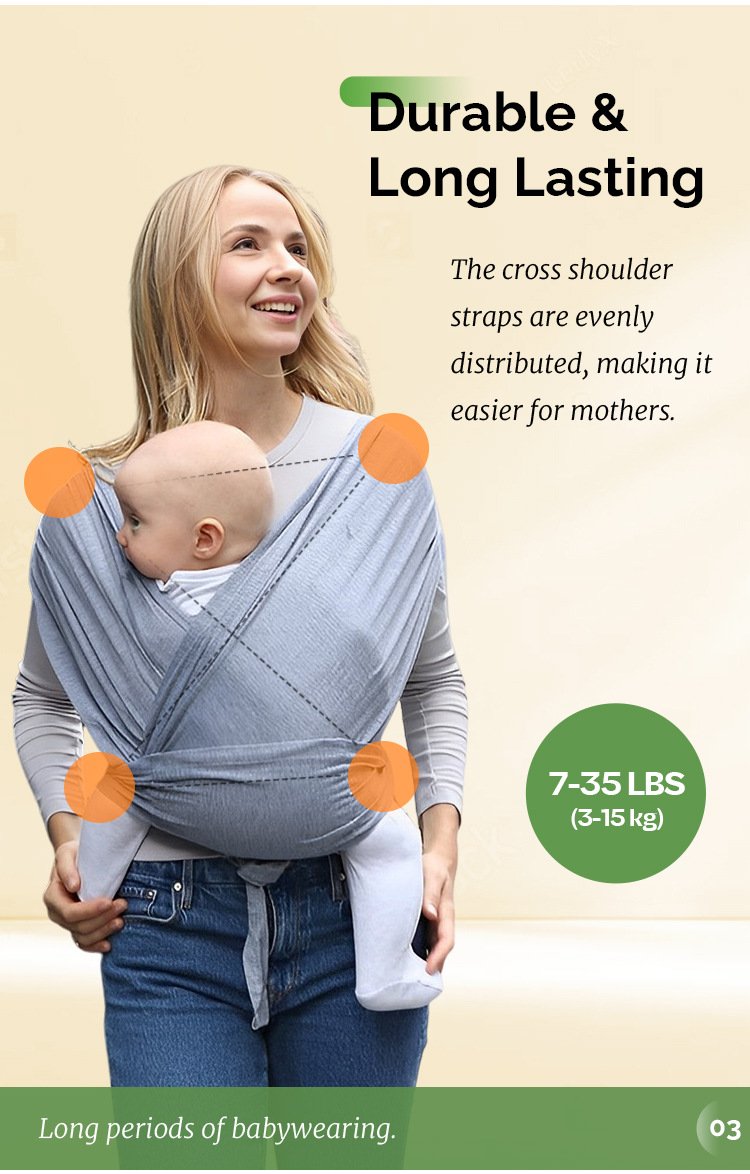 Baby Wrap Ergonomic Safe Comfortable Support 3-36 Month