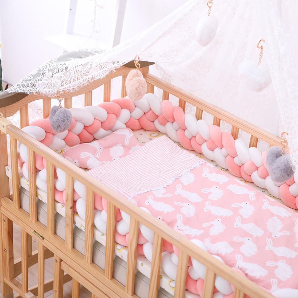 Braided Crib Bumper For Baby Toddler Bed Anti-Collision Strip