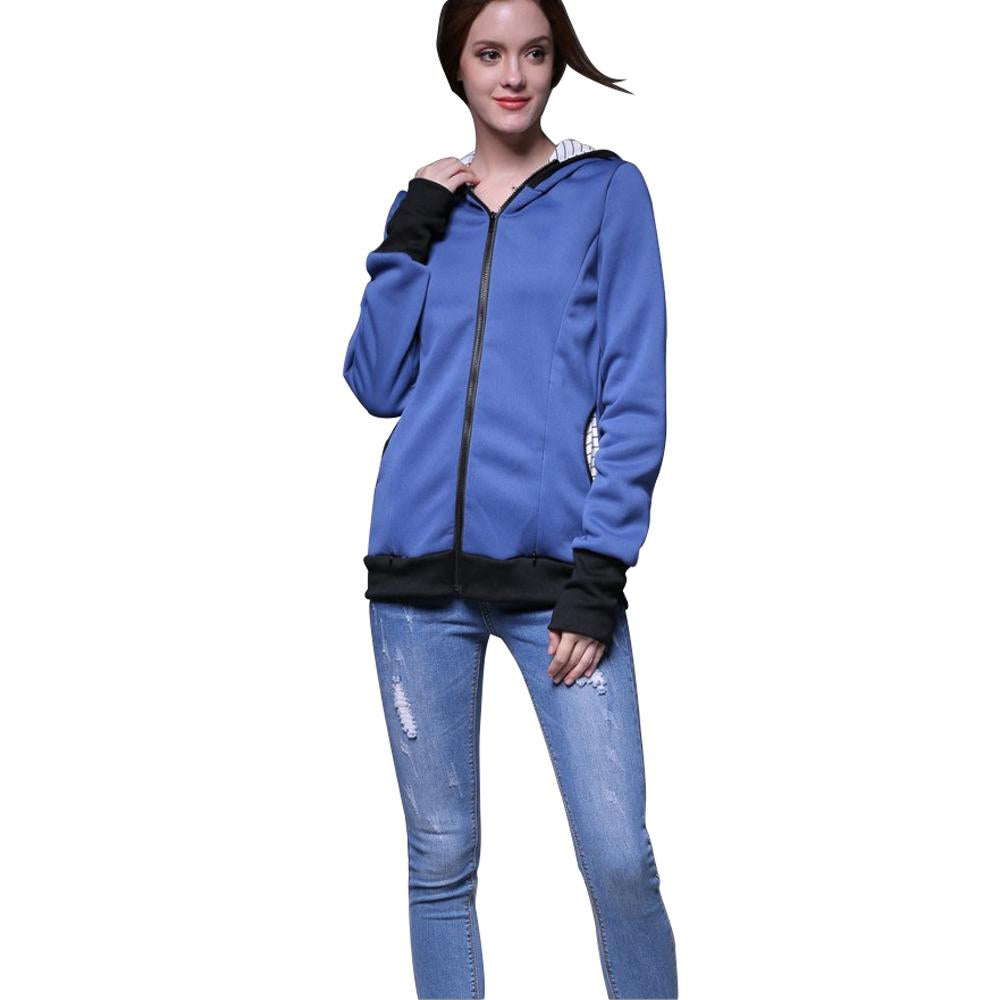 Mom Kangaroo Pouch Hoodie Pocket Baby Carrier Sweatshirt Coat