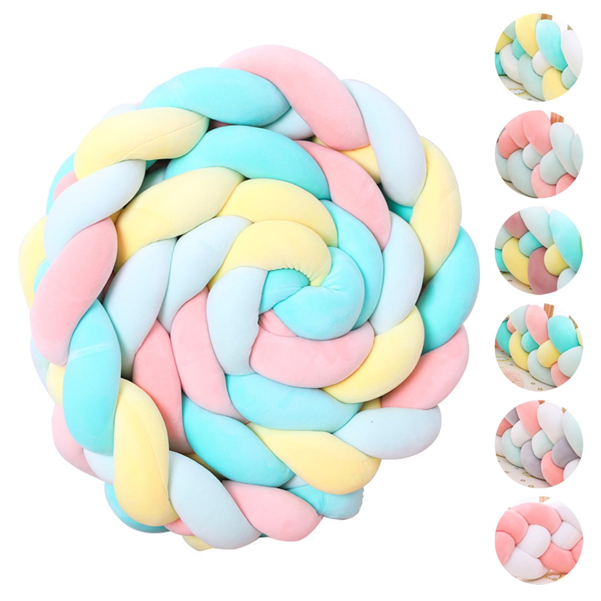 Braided Crib Bumper For Baby Toddler Bed Anti-Collision Strip