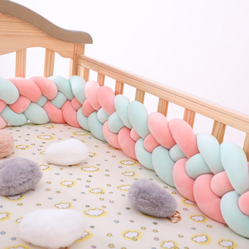 Braided Crib Bumper For Baby Toddler Bed Anti-Collision Strip