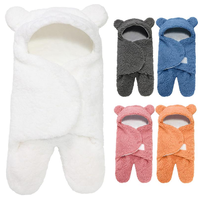 Thickened Fall and Winter Baby Split-Leg Plush Swaddle Sleep Sack- Anti-Kick