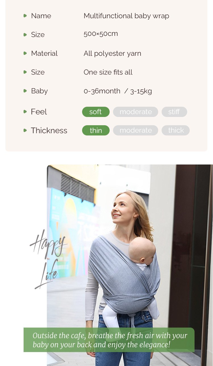 Baby Wrap Ergonomic Safe Comfortable Support 3-36 Month