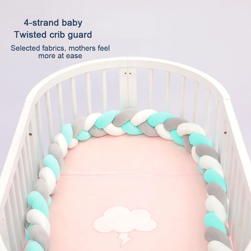 Braided Crib Bumper For Baby Toddler Bed Anti-Collision Strip