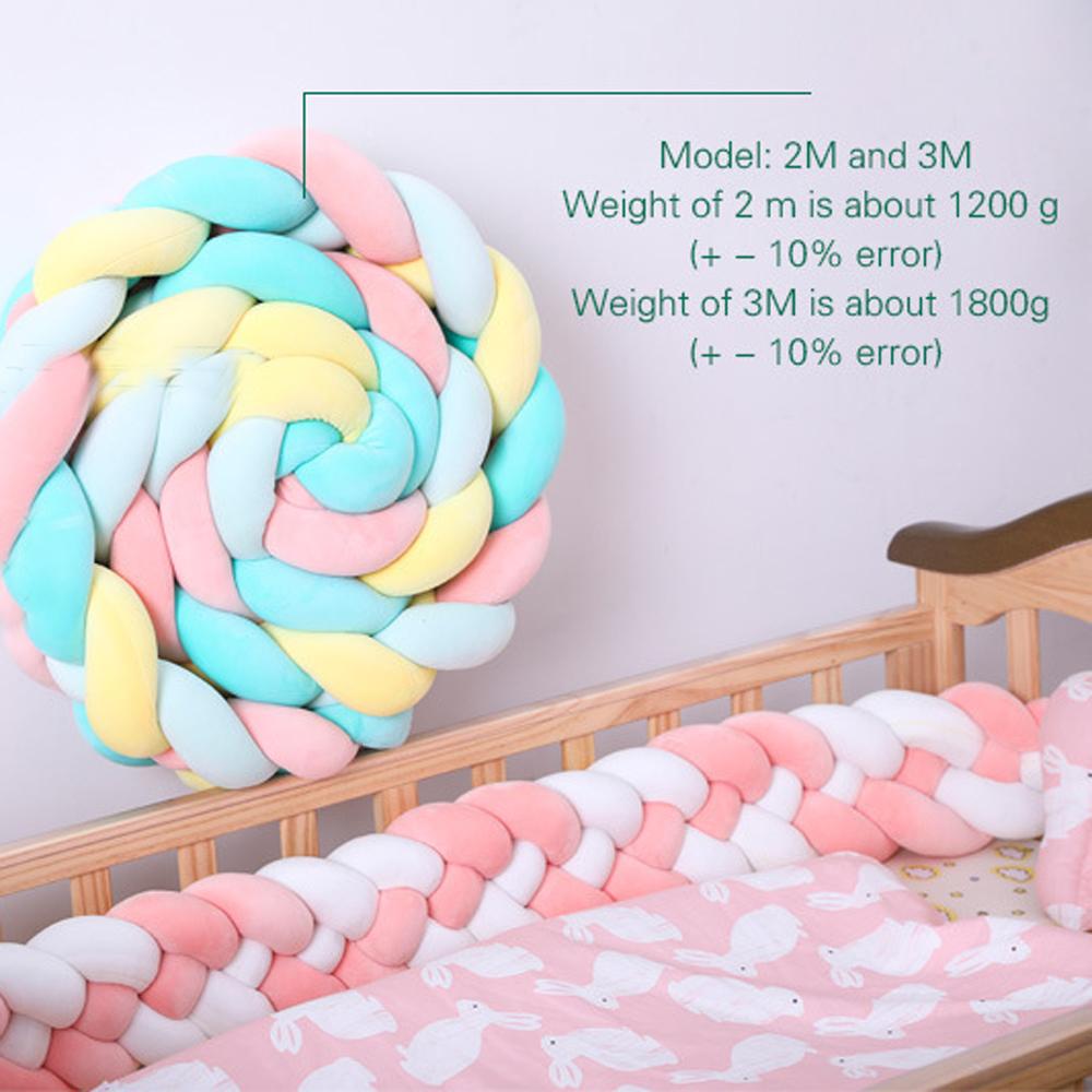 Braided Crib Bumper For Baby Toddler Bed Anti-Collision Strip
