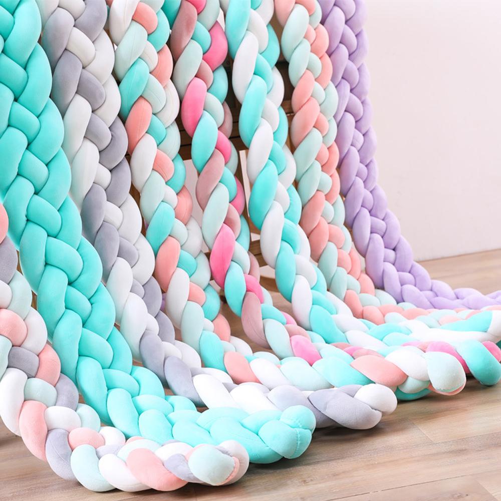 Braided Crib Bumper For Baby Toddler Bed Anti-Collision Strip