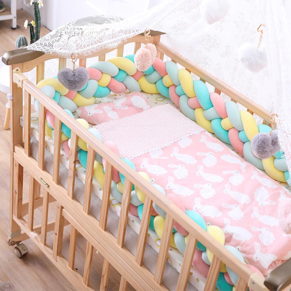Braided Crib Bumper For Baby Toddler Bed Anti-Collision Strip
