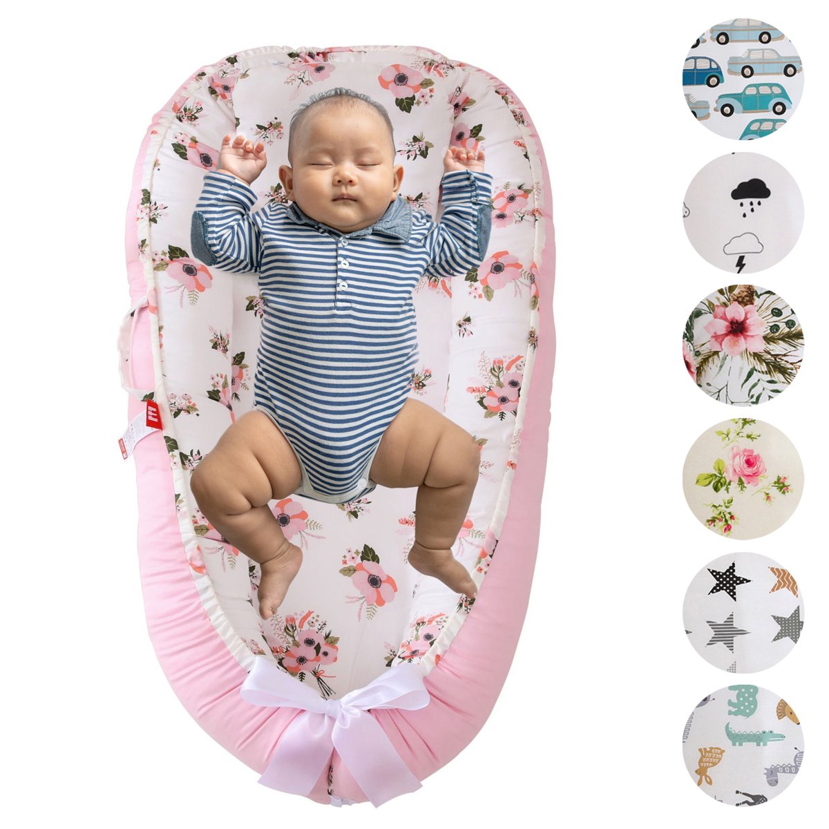 Baby Infant Nest Lounger Portable Breathable Travel Home Bed Crib With Pillow