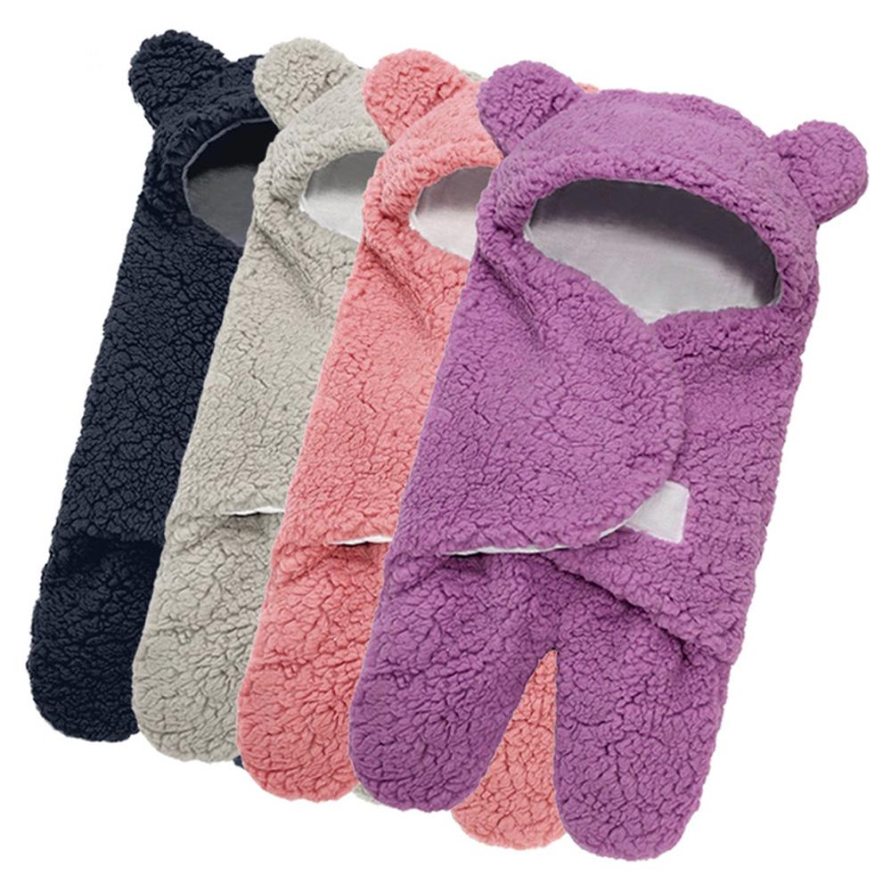 Thickened Fall and Winter Baby Split-Leg Plush Swaddle Sleep Sack- Anti-Kick