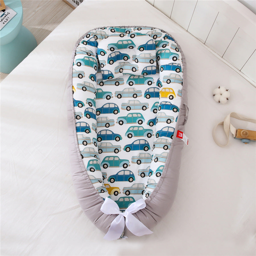 Portable Cotton Newborn Baby Lounger Pillow Breathable Adjustable Travel Bed