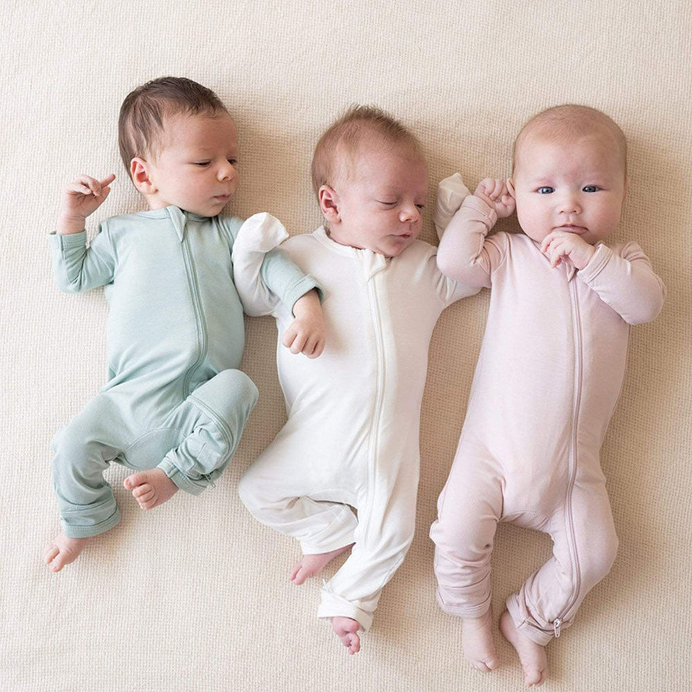 Zipper in Oat Bamboo Fiber Baby Newborn Romper