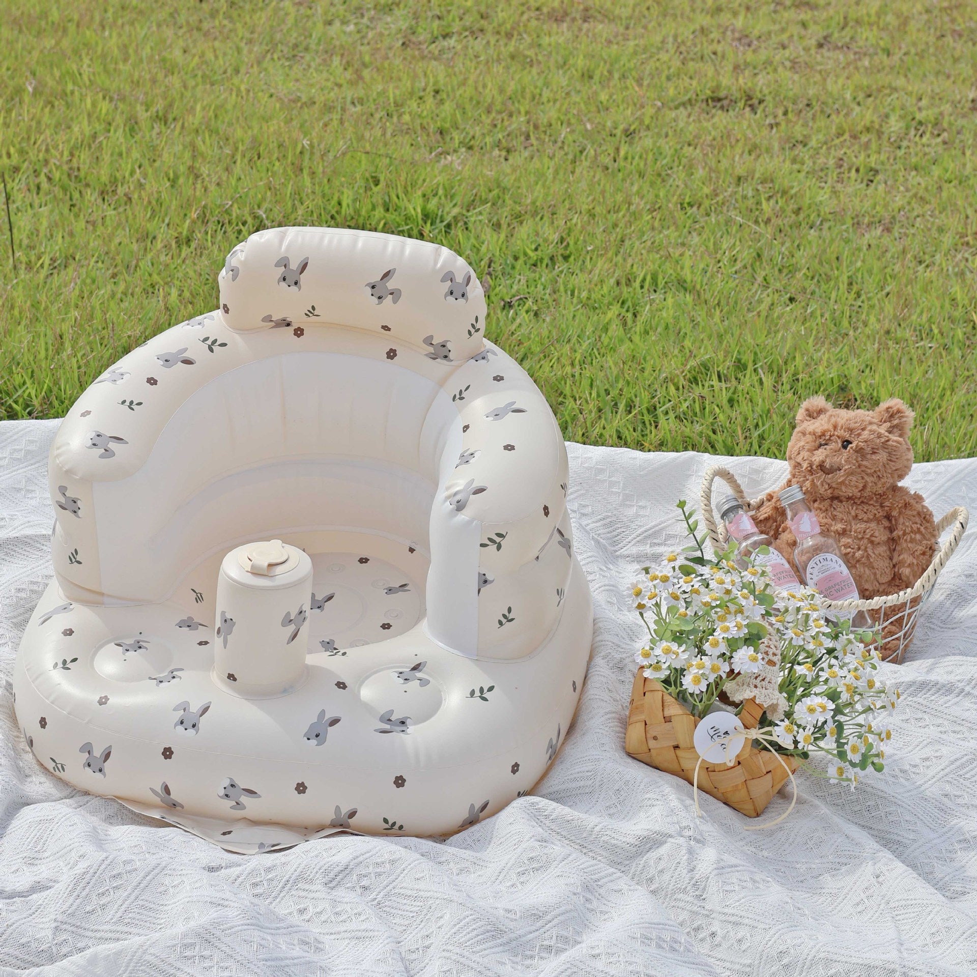 Baby sit and stand bathing bath stool anti-fall chair inflatable sofa foldable