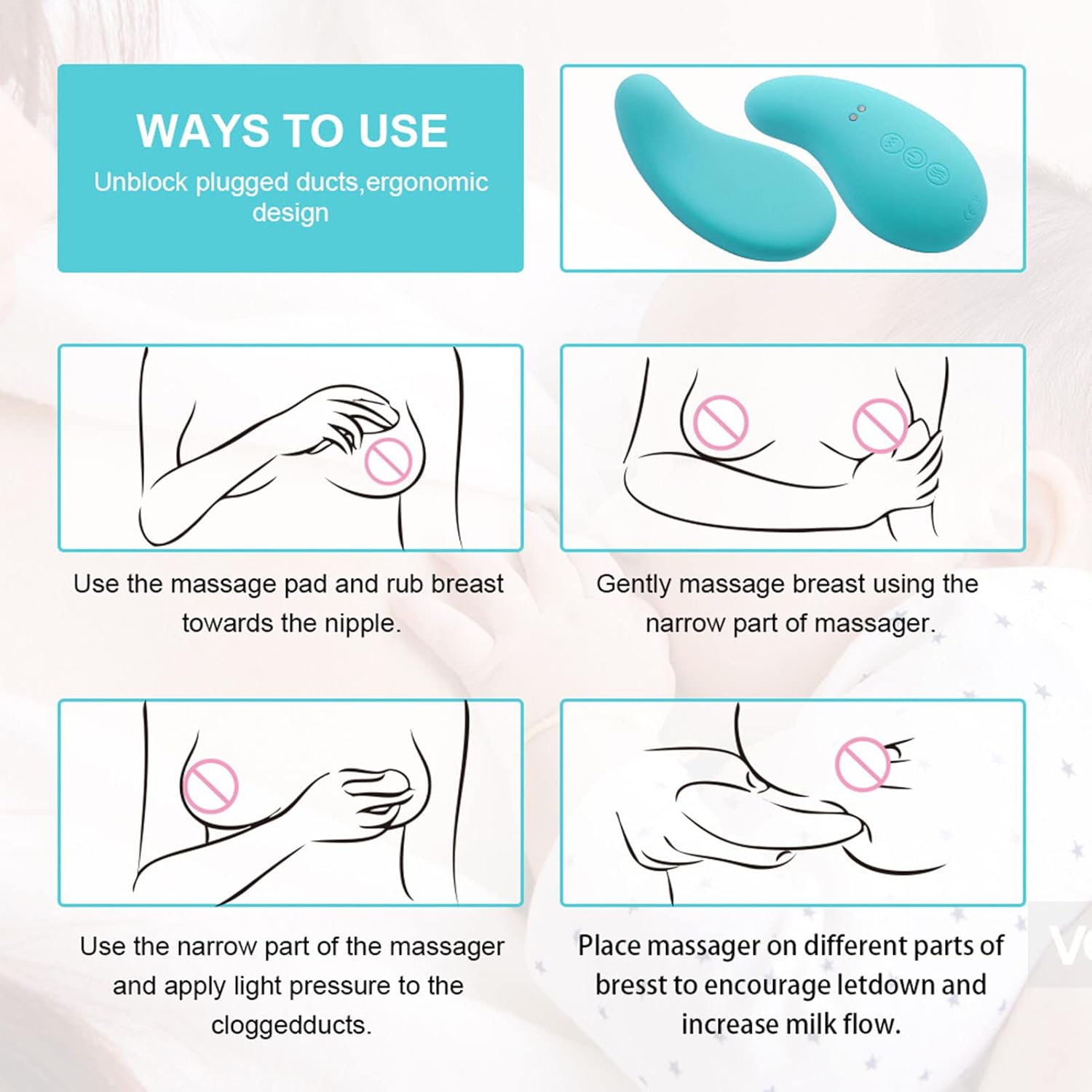 Breast Pump Warming Lactation Massagers 2 Pack Ergonomic Design