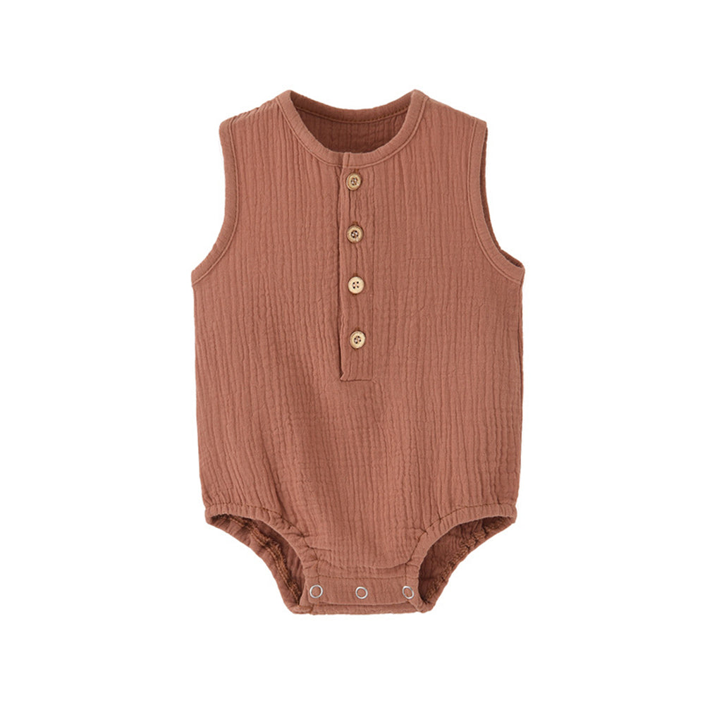 Baby jumpsuit gauze thin sleeveless newborn crawling vest romper