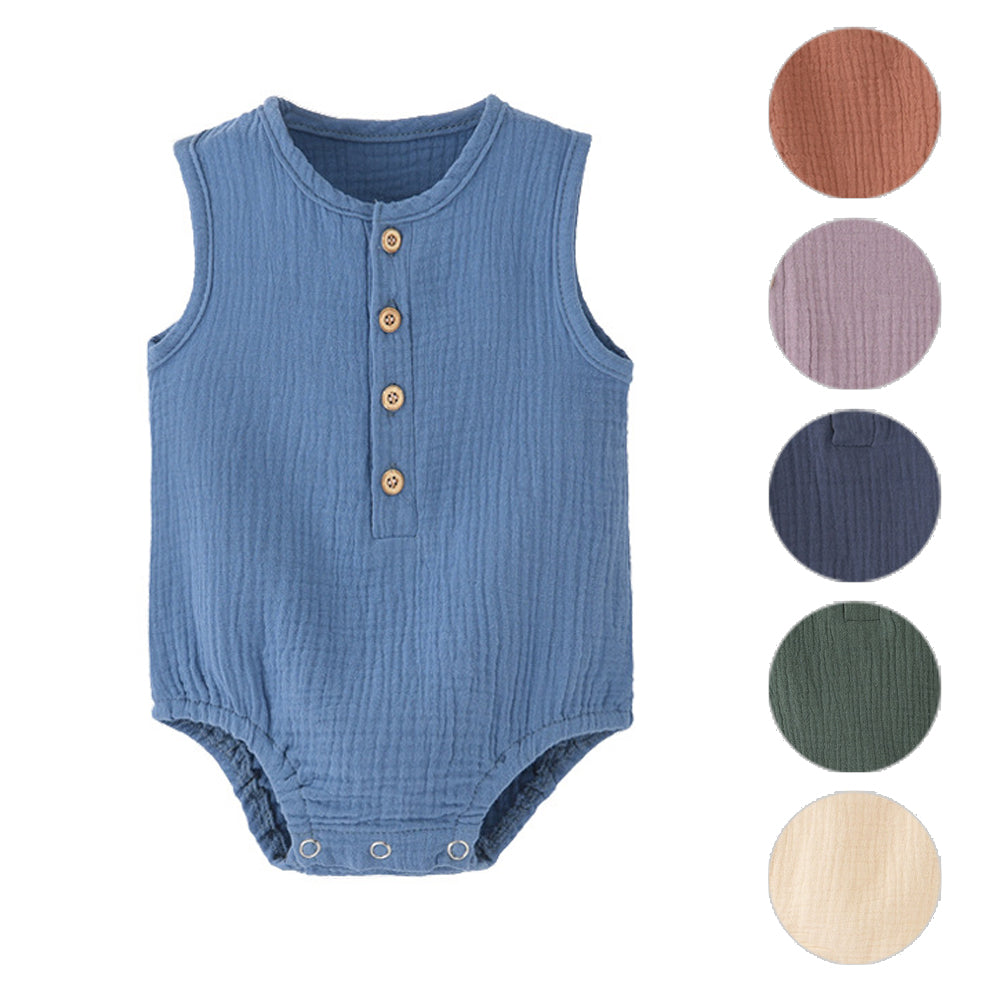 Baby jumpsuit gauze thin sleeveless newborn crawling vest romper