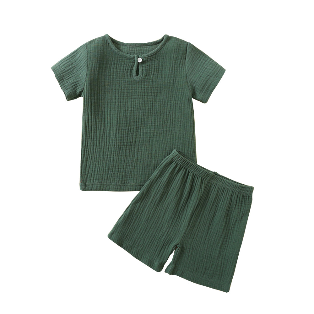 Baby suit summer thin double-layer gauze suit two piece Set
