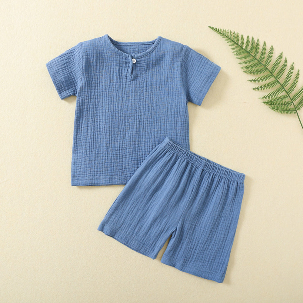 Baby suit summer thin double-layer gauze suit two piece Set