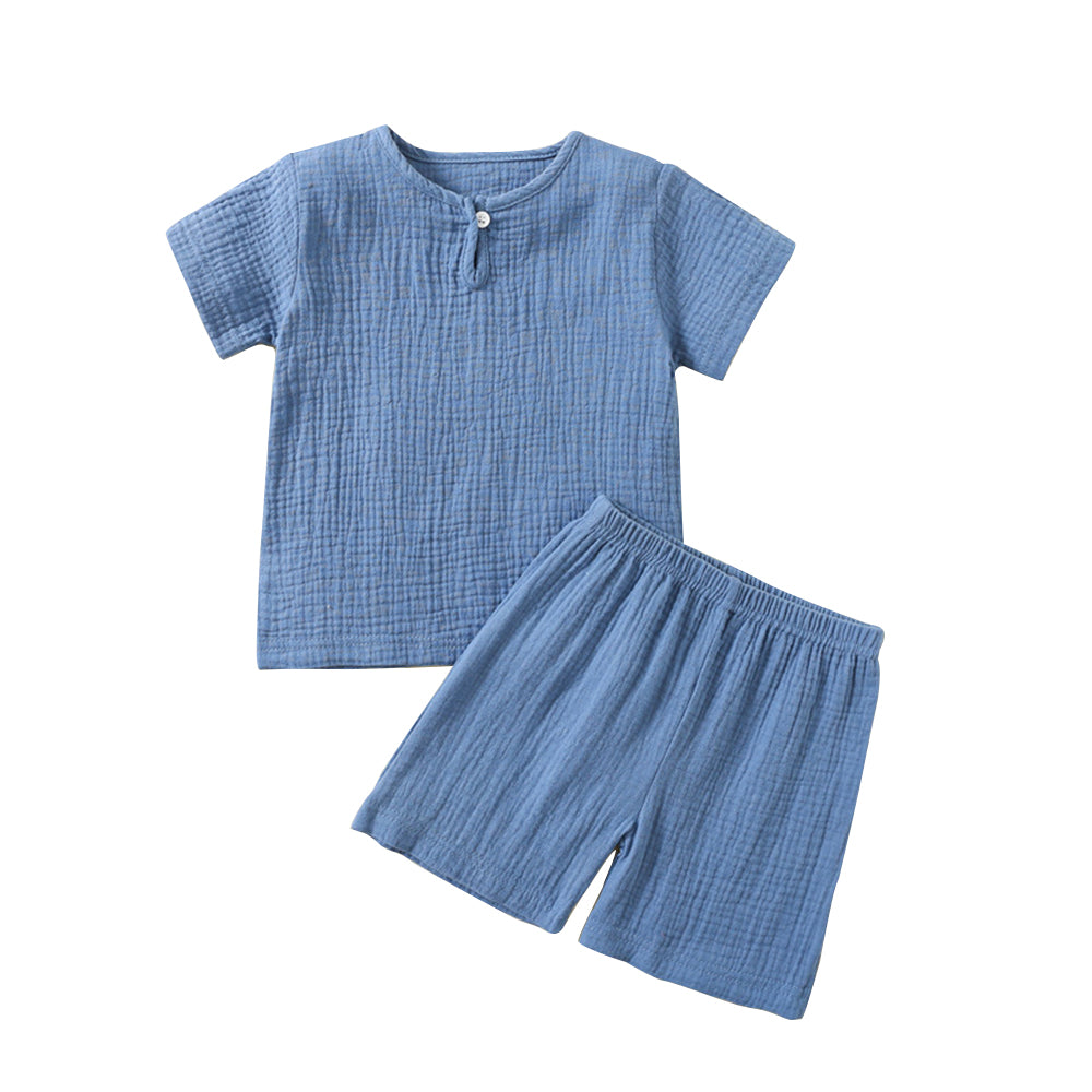 Baby suit summer thin double-layer gauze suit two piece Set