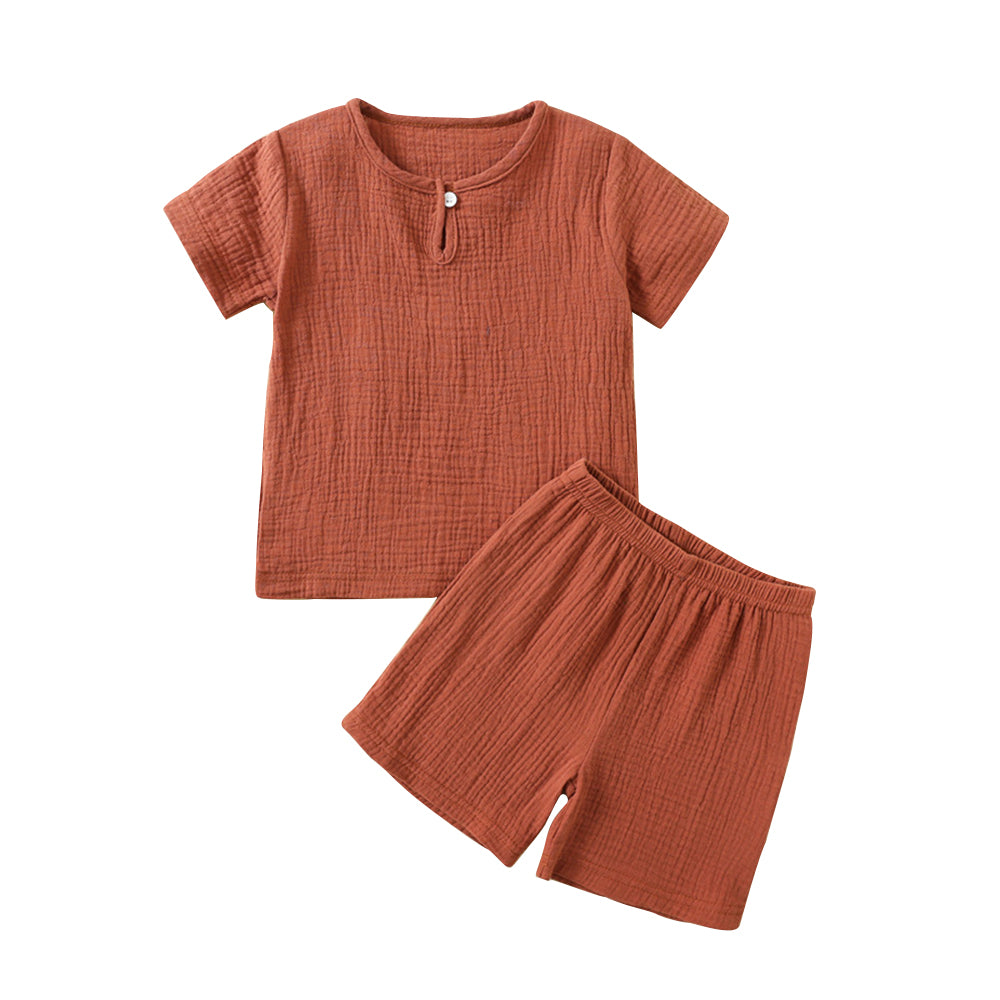 Baby suit summer thin double-layer gauze suit two piece Set