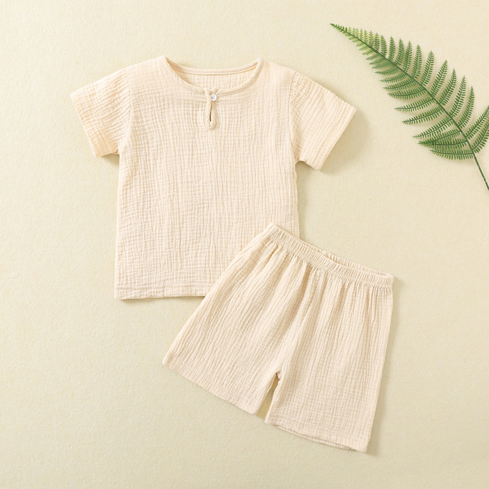 Baby suit summer thin double-layer gauze suit two piece Set