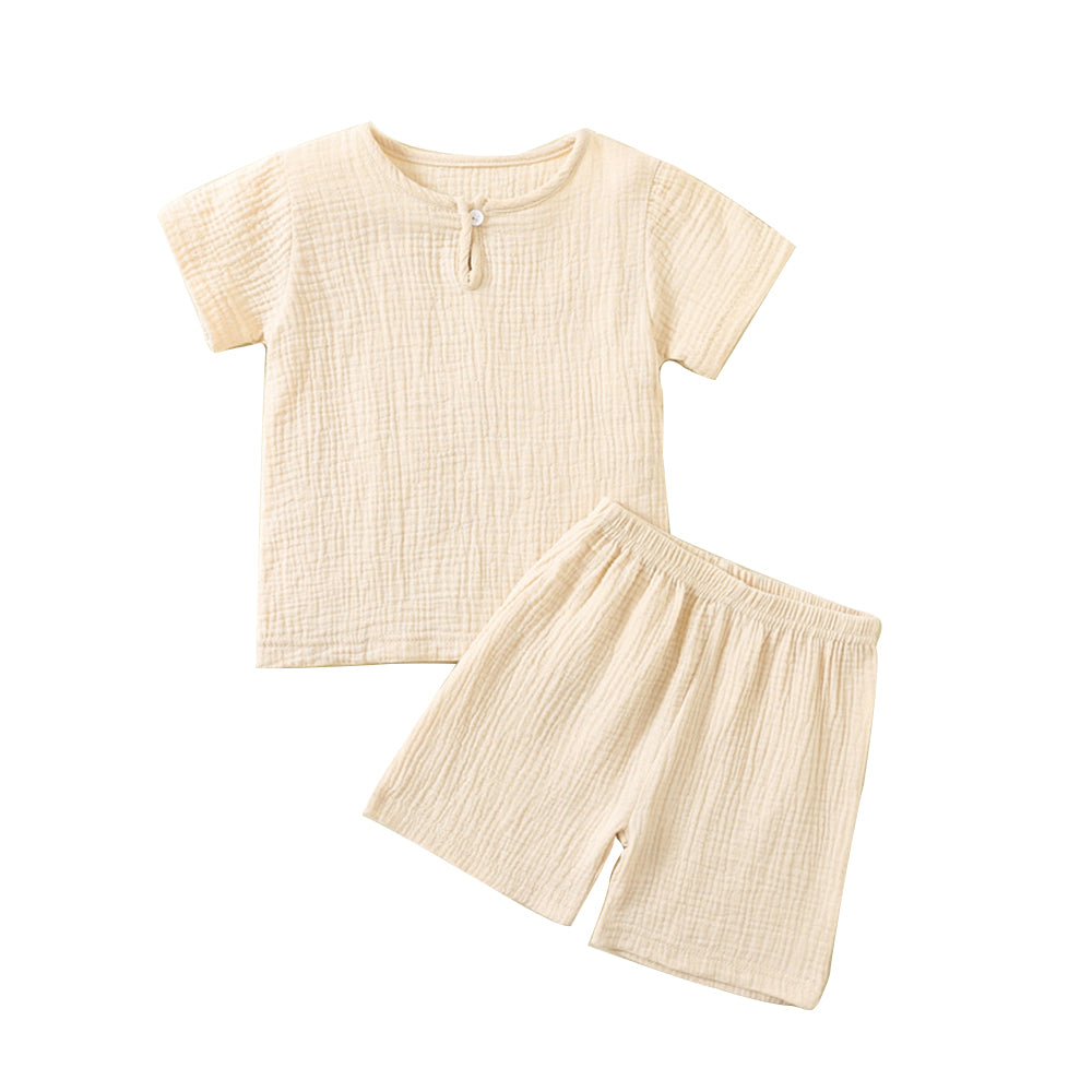 Baby suit summer thin double-layer gauze suit two piece Set