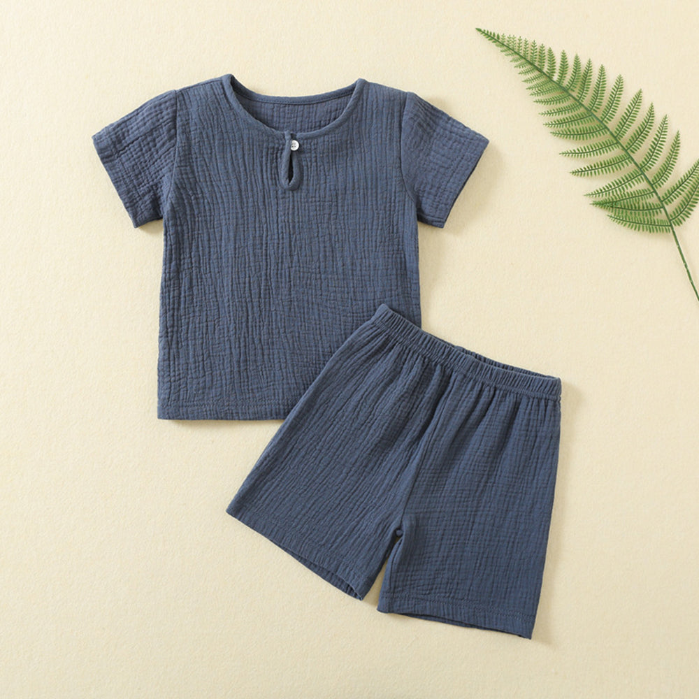 Baby suit summer thin double-layer gauze suit two piece Set