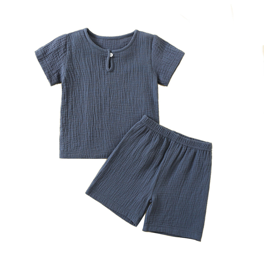 Baby suit summer thin double-layer gauze suit two piece Set