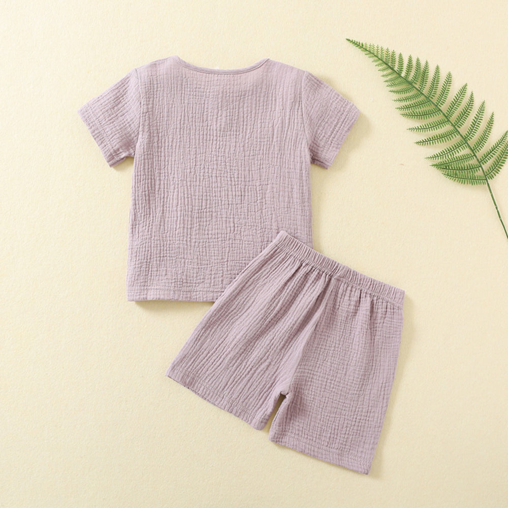 Baby suit summer thin double-layer gauze suit two piece Set