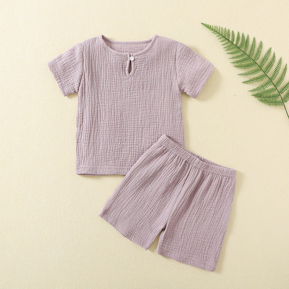 Baby suit summer thin double-layer gauze suit two piece Set