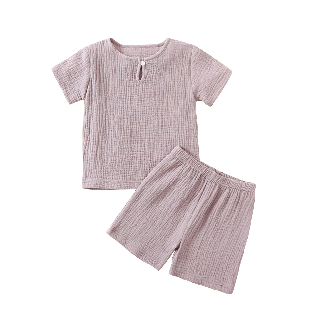 Baby suit summer thin double-layer gauze suit two piece Set