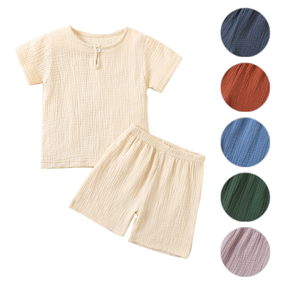 Baby suit summer thin double-layer gauze suit two piece Set